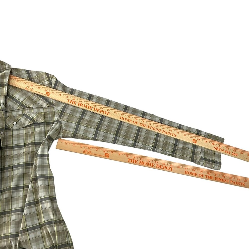 Stio Eddy Tech Shirt Mens Large Beige Plaid Long Sleeve Pearl Snap UPF 50+ - Picture 11 of 11